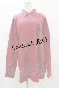 NieR Clothing / 刺繍長袖シャツ  赤 H-25-07-10-018-PU-BL-KB-ZH