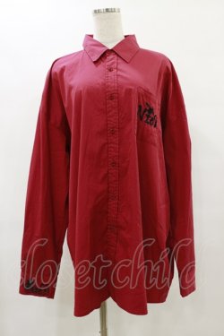 画像1: NieR Clothing / 刺繍長袖シャツ  赤 H-25-07-10-018-PU-BL-KB-ZH