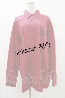 画像1: NieR Clothing / 刺繍長袖シャツ  赤 H-25-07-10-018-PU-BL-KB-ZH
