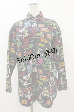画像1: HYSTERIC GLAMOUR / 総柄シャツ free 黒 H-25-07-10-019-PU-BL-KB-ZH