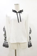 Amilige / レースフリルブラウス  白 H-25-07-10-020-PU-BL-KB-ZH