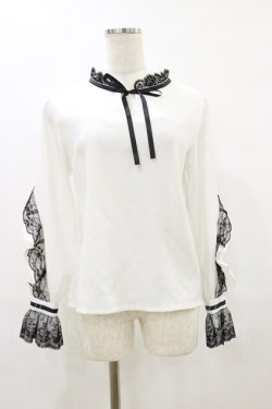 画像1: Amilige / レースフリルブラウス  白 H-25-07-10-020-PU-BL-KB-ZH