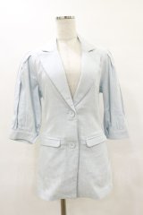 lilLilly / バックリボンリネンジャケット  サックス×ブラックギンガム H-25-07-10-024-LO-JA-KB-ZH