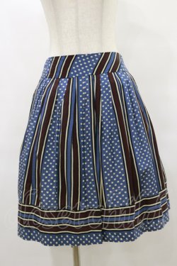 画像1: Jane Marple / ドットストライプのスカート  ブルー H-25-07-10-034-JM-SK-KB-ZH