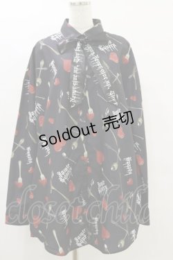 画像1: Jamie エーエヌケー / ハートカトラリープリントBIGシャツ M ブラック H-25-07-11-040-LO-BL-NS-ZH