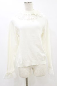 axes femme kawaii / レーシーフリルニットプル M オフ H-25-07-11-043-AX-TO-NS-ZH