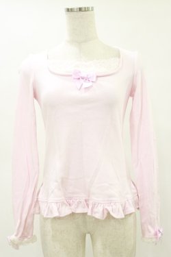 画像1: Angelic Pretty / バックリボンロゴプリントカットソー Free ピンク H-25-07-11-045-AP-TO-NS-ZH