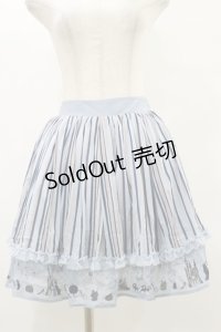 axes femme / チュール重ねシルエット柄スカート M サックス H-25-07-11-048-AX-SK-NS-ZH