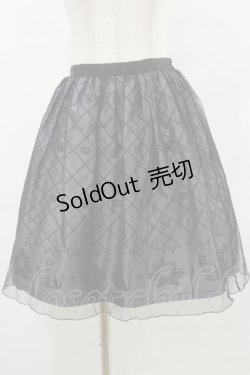 画像1: axes femme POETIQUE / チュール重ねねこ柄スカート M グレー H-25-07-11-049-AX-SK-YZ-ZH