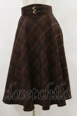 画像1: an another angelus / ダブルベルトビッグチェックフレアースカート Free BROWN H-25-07-11-053-CA-SK-NS-ZH