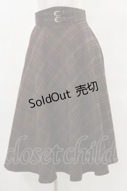 画像1: an another angelus / ダブルベルトビッグチェックフレアースカート Free BROWN H-25-07-11-053-CA-SK-NS-ZH