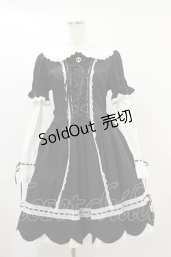 画像1: BABY,THE STARS SHINE BRIGHT / STRAWBERRYカフェスカラップワンピース Free ブラック H-25-07-11-057-BA-OP-NS-ZH