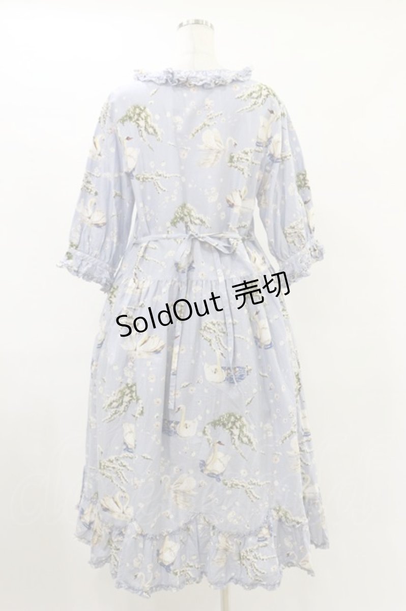 画像2: PINK HOUSE / SWAN LAKEプリントミディワンピース Free サックス H-25-07-11-060-LO-OP-NS-ZH (2)