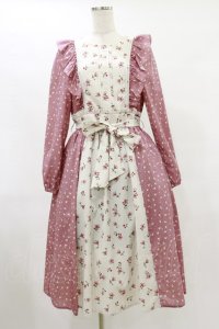 axes femme / 花柄切替ワンピース M ピンク H-25-07-11-065-AX-OP-NS-ZH