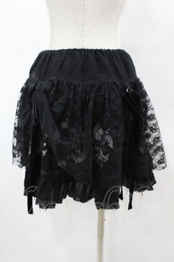 画像2: ALGONQUINS / レースレイヤードプリントスカート  黒 H-25-07-11-1031-AL-SK-KB-ZH