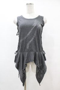 PEACE NOW / サイドレースアップタンク  グレー H-25-07-11-1033-PU-TO-KB-ZH