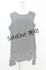 BPN FOR MEN / レースアップスリーブトップス  黒 H-25-07-11-1040-GO-TO-KB-ZH