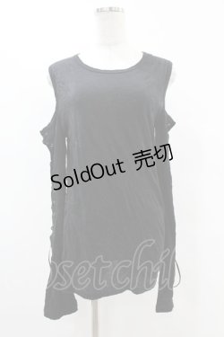 画像1: BPN FOR MEN / レースアップスリーブトップス  黒 H-25-07-11-1040-GO-TO-KB-ZH