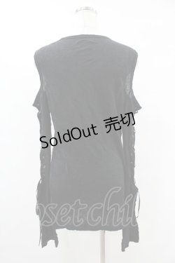 画像2: BPN FOR MEN / レースアップスリーブトップス  黒 H-25-07-11-1040-GO-TO-KB-ZH