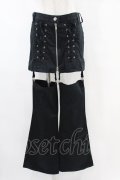 PEACE NOW / レッグカバー付レースアップパンツ  黒 H-25-07-11-1013-PU-PA-KB-ZH