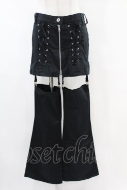 画像1: PEACE NOW / レッグカバー付レースアップパンツ  黒 H-25-07-11-1013-PU-PA-KB-ZH