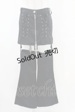 画像1: PEACE NOW / レッグカバー付レースアップパンツ  黒 H-25-07-11-1013-PU-PA-KB-ZH