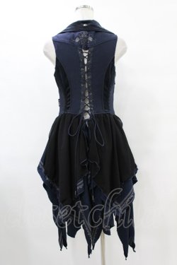 画像2: OZZ ANGELO / 薔薇刺繍ホルターベスト  紺 H-25-07-11-1014-OO-TO-KB-ZH