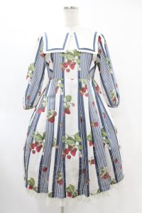 Melody BasKet / Stripe strawberryワンピース  ネイビー H-25-07-11-1019-LO-OP-KB-ZH