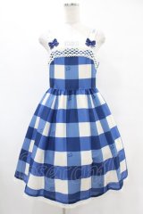 Melody BasKet / Melody Block Checkジャンパースカート M ブルー H-25-07-11-1024-LO-OP-KB-ZH