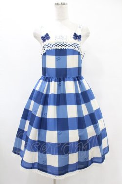 画像1: Melody BasKet / Melody Block Checkジャンパースカート M ブルー H-25-07-11-1024-LO-OP-KB-ZH