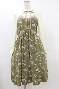 axes femme / ビスチェ切替バラ柄ワンピース M グリーン H-25-07-11-068-AX-OP-NS-ZH