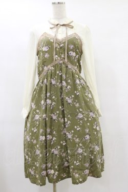 画像1: axes femme / ビスチェ切替バラ柄ワンピース M グリーン H-25-07-11-068-AX-OP-NS-ZH