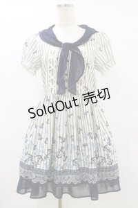 axes femme / ストライプマリンワンピース M アイボリー/ネイビー H-25-07-11-079-AX-OP-YZ-ZH