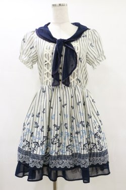 画像1: axes femme / ストライプマリンワンピース M アイボリー/ネイビー H-25-07-11-079-AX-OP-YZ-ZH
