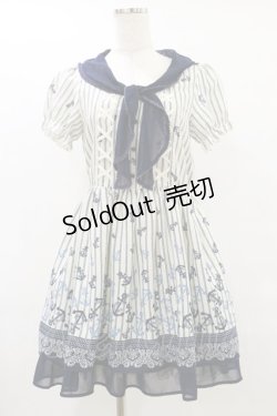 画像1: axes femme / ストライプマリンワンピース M アイボリー/ネイビー H-25-07-11-079-AX-OP-YZ-ZH