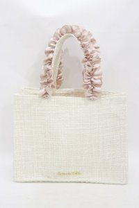 Maison de FLEUR / ツイードフリルハンドルスクエアトートSバッグ  ピンク H-25-07-11-016-LO-BG-NS-ZH