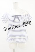 axes femme / セーラーボーダートップス M オフ/ブルー H-25-07-11-019-AX-TO-YZ-ZH