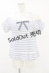 axes femme / セーラーボーダートップス M オフ/ブルー H-25-07-11-019-AX-TO-YZ-ZH