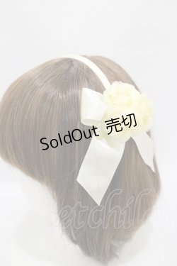 画像1: Innocent World / サテン地のローズカチューシャ  生成り H-25-07-11-005-IW-AC-NS-ZH