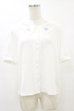 画像1: Fi.n.t / リトルローズ刺繍カットワーク衿ブラウス Free WHITE×BL H-25-07-11-036-CA-BL-NS-ZH