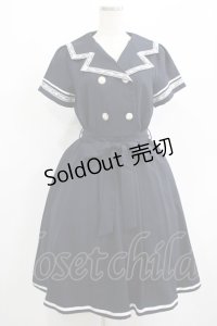 axes femme POETIQUE / ダブル釦セーラーワンピース M ネイビー H-25-07-12-025-AX-OP-NS-ZH