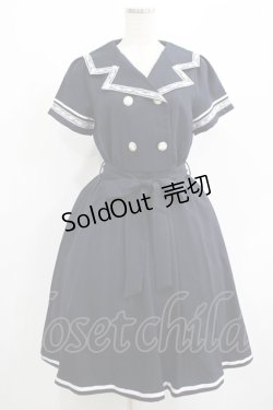 画像1: axes femme POETIQUE / ダブル釦セーラーワンピース M ネイビー H-25-07-12-025-AX-OP-NS-ZH