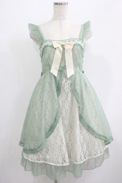 画像1: axes femme kawaii / レーシージャンパースカート M グリーン H-25-07-12-026-AX-OP-NS-ZH