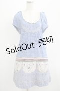 Cherir la femme / オリプリワンピース M ブルー H-25-07-12-032-LO-OP-NS-ZH
