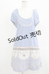 Cherir la femme / オリプリワンピース M ブルー H-25-07-12-032-LO-OP-NS-ZH