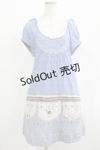 Cherir la femme / オリプリワンピース M ブルー H-25-07-12-032-LO-OP-NS-ZH