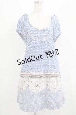 画像1: Cherir la femme / オリプリワンピース M ブルー H-25-07-12-032-LO-OP-NS-ZH