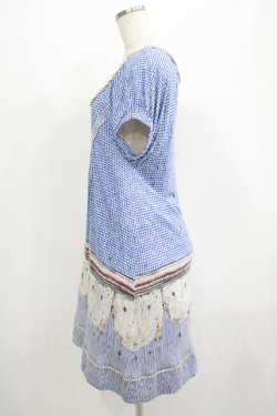 画像2: Cherir la femme / オリプリワンピース M ブルー H-25-07-12-032-LO-OP-NS-ZH
