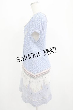 画像2: Cherir la femme / オリプリワンピース M ブルー H-25-07-12-032-LO-OP-NS-ZH