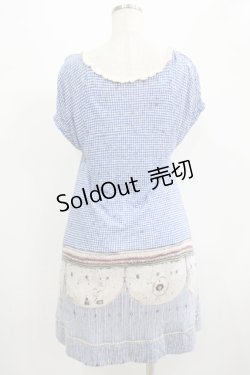 画像3: Cherir la femme / オリプリワンピース M ブルー H-25-07-12-032-LO-OP-NS-ZH